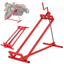 IRONMAX Riding Lawn Mower Lift, Folding Lawn Tractor Lift with Manual Handle, Adjustable Height & Angle, Telescopic Maintenance Jack, Heavy Duty Steel Lawnmower Jack, 880 LBS Weight Capacity (Red)