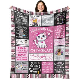 CITYSONG Cat Blanket, Cat Gifts for Girls Women, Cat Gift for Cat Lovers, Cat Lovers Birthday Gifts Decor Throw Blanket 60" x 50"