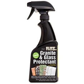 Flitz Granite Glass Cleaner + Sealer, Safe on Food, Powerful Carnauba Wax Formula to Clean, Polish + Protect Kitchen and Bathroom Surfaces, 16 oz
