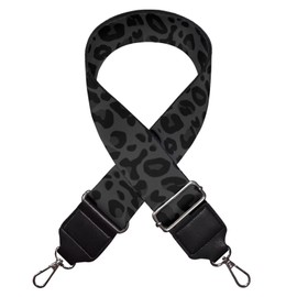 Poetesant Women's Bag Strap Black Leopard Print Purse Strap Canvas Replacement Strap Cheetah Print Shoulder Strap Adjustable Strap