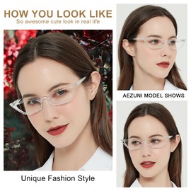 AEZUNI Cat Eye Reading Glasses Women Lightweight Clear Frame Readers 1.0 1.5 2.0 2.5 3.0 3.5 (Transparent, 100)