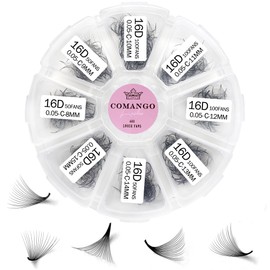 CoMango 600 Fans Premade Fans Eyelash Extensions 3D 6D 10D 12D 14D 16D Premade Lash Fans 8-15mm Mixed Length Promade Loose Fans Thin Base Premade Volume Lash Extension (600Fans-16D-0.05-C-8-15MIX)