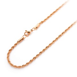 555Jewelry Stainless Steel High Polish Classic Charm Cable Chain Twisted Singapore Rope Link Secure Single Claw Clasp Necklace Women Men Unisex Jewelry Accessory, Pink Rose Gold 18 Inch