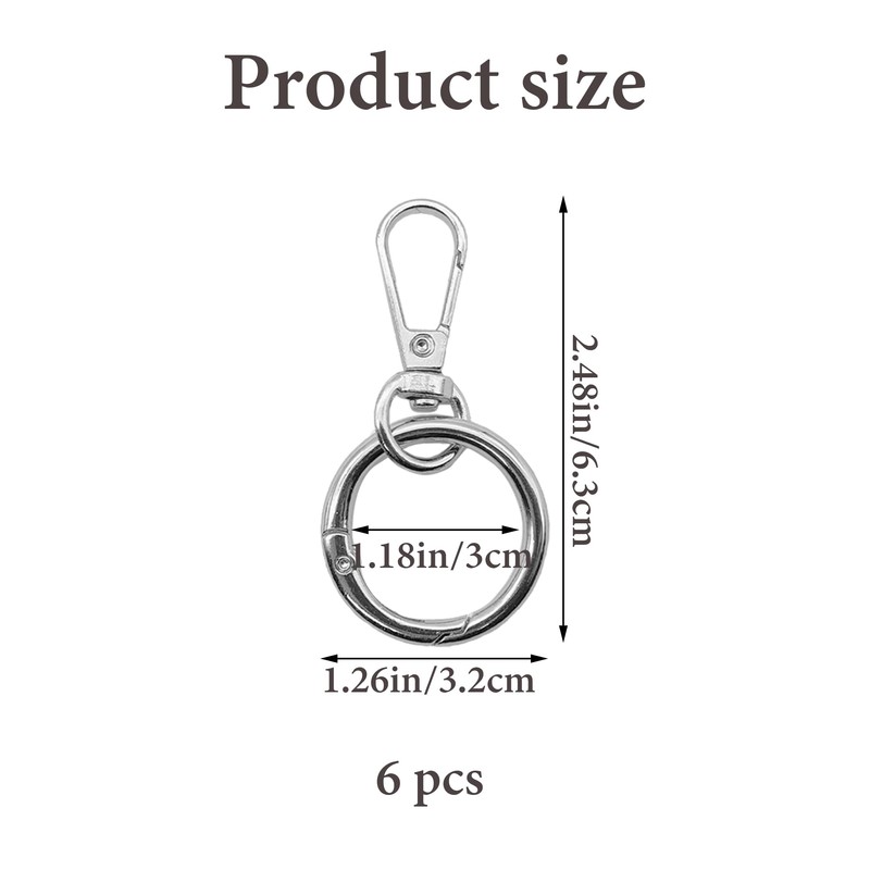 LIANCHEN 6 pieces rotating carabiner hooks with round spring buckle