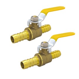 Hooshing 2PCS Brass 5/8 Inch PEX Ball Valve Full Port Shut Off Valve Pex Barb Water Valve Brass Water Stop Fittings
