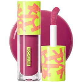 FOCALLURE Lip Oil,Moisturizing,Hydrating Lip Gloss,Transparent Toot Lip Glow Oil,Shiny Glossy Finish,Non-Sticky,Long Lasting,Tinted Lip Balm for Dry Lips and Lip Care,Cherry Juice