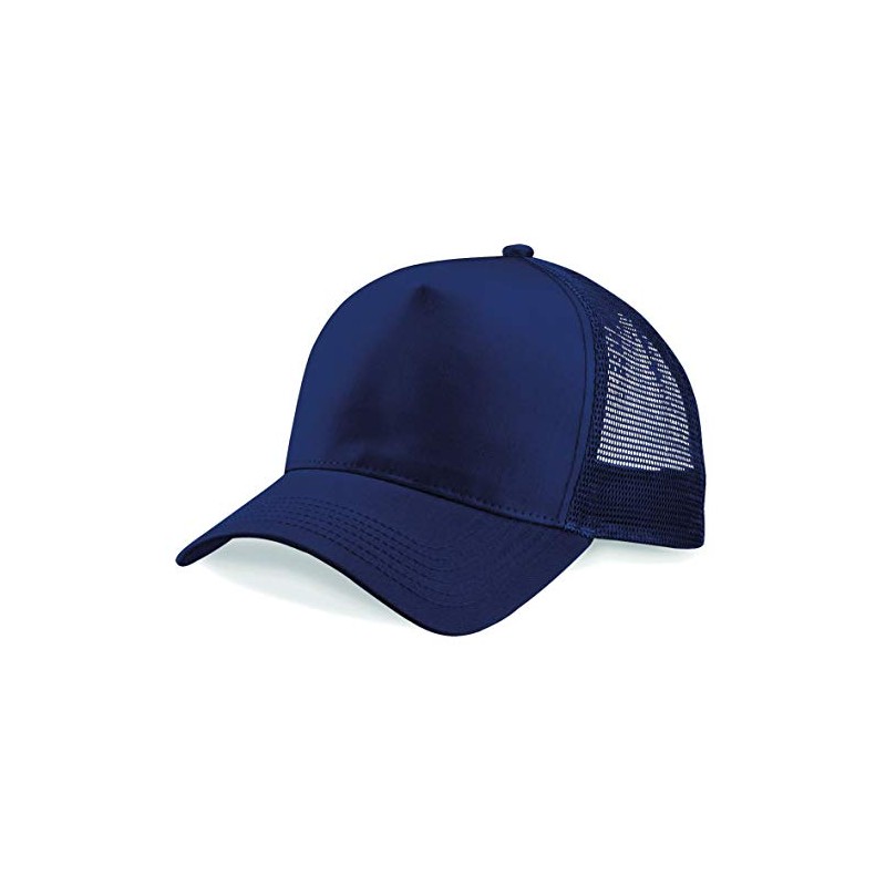 Plain Trucker Cap Mesh Back Baseball Cap Snapback - Navy