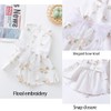Anelekor White Dog Dress for Small Dog Girl Embroidered Floral