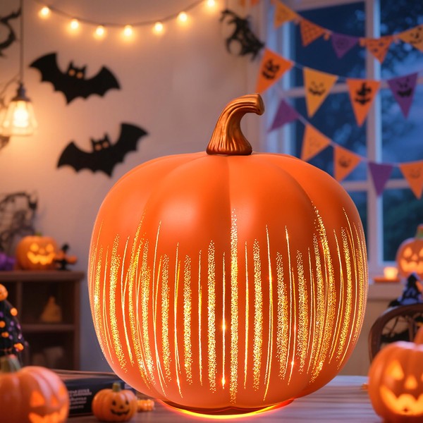 Cherishous Twinkle LED Light Pumpkins, Starry Night Pumpkins, Timer Lighted