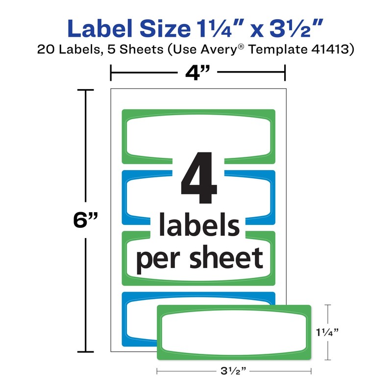 Avery Durable Labels for Kids' Gear, 3-1/2" x 1-1/4", Assorted