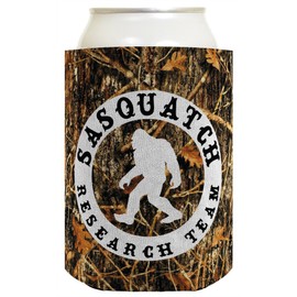 Funny Can Coolie Sasquatch Research Team Camping Gag Gift Outdoors Hiking Hunter Hunting 2 Pack Can Coolie Drink Coolers Coolies Woodland Camo