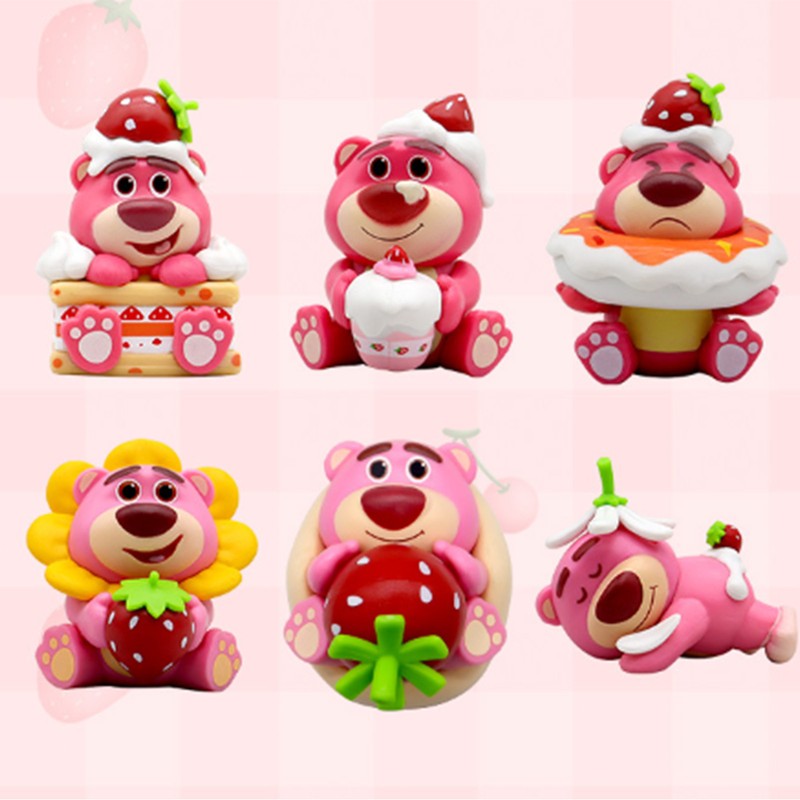 6pcs Cute Car Ornament Strawberry Bear Shape Multi Purpose Car
