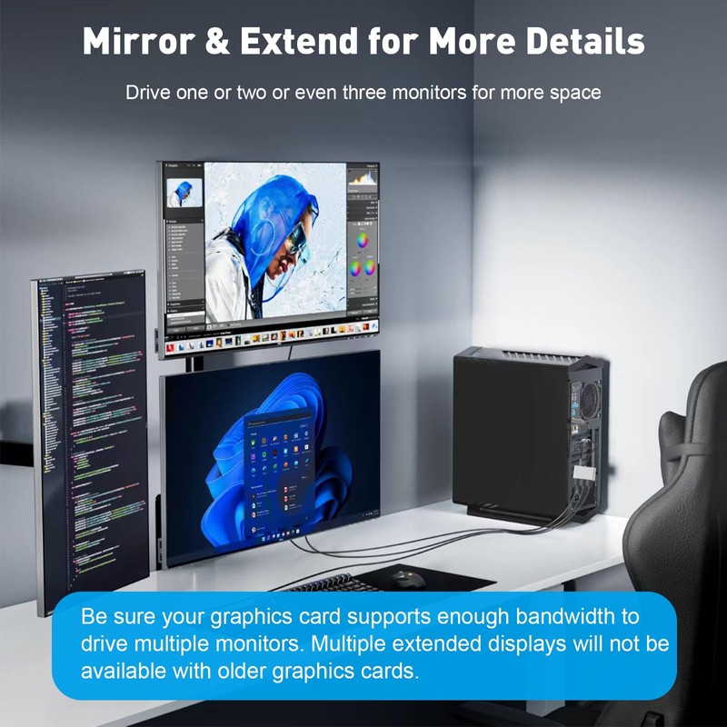 UANTIN DisplayPort to HDMI Splitter for 3 Monitors Extended Display