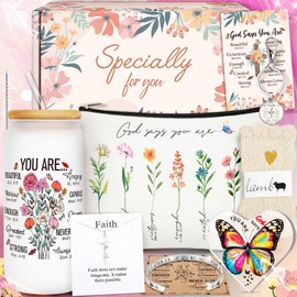 Tumblers Sets 9 Pack Christian Gifts Set for Women Inspirational Christian Gift Religious Gifts Catholic Spiritual Present, Tumblers Canvas Bag Acrylic Butterfly Plaque Xmas Present Self Care Gifts