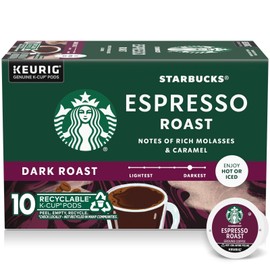 Starbucks Espresso Roast K Cup Pods 10 Count Dark Roast Coffee Pods