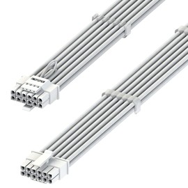 LINKUP - AVA 600W PCIE 5.0 12VHPWR (16Pin/12+4) 16AWG Sleeved High Current Power PSU Cable - 70cm - (White) Compatible with All RTX4000 and RTX3000 FE GPUs
