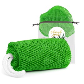 YATCHA One Pieces, African Net Sponge, Exfoliating Body Scrubber, Clean Nylon Scrub Towel, Wash Cloths for Showering, Colorful, Green