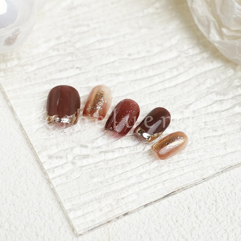 Herbeluemily Nail Tip, Short, Handmade, Storage Case, Set of 10,