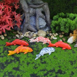 Miniature Koi Fish Set (10pcs, 5 Styles): Realistic Resin Sinking Ornamental Fish for Dollhouse Pond, Fairy Garden, Aquarium, Zen Decor, Adult Collector Craft