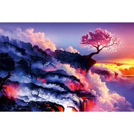 Ingooood- Jigsaw Puzzle 1000 Pieces for Adult- Fantasy Series- Cherry Blossom on Lava_IG-1266 Entertainment Wooden Puzzles Toys