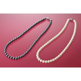 High Rich pawa-suto-nakusesari- White and Dark Gray Full Length 46 cm Magnetic gurasupa-runekkuresu Set of 2 