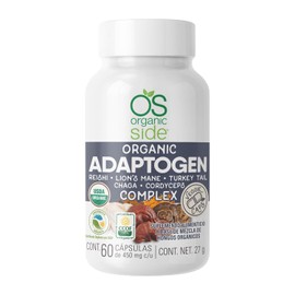 Organicside - Adaptogen Complex 60 Cápsulas - Reishi, Lion's Mane, Turkey Tail, Chaga y Cordyceps Orgánicos - USDA y SAGARPA
