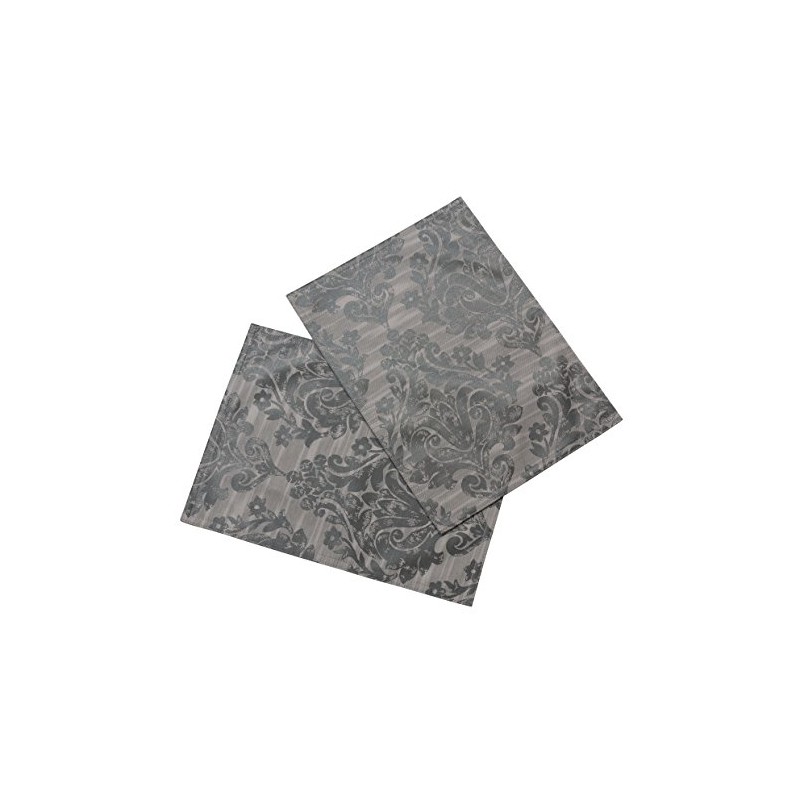 Palazzo Damask Pewter (Grey - Silver) Pack Of 2 Placemats