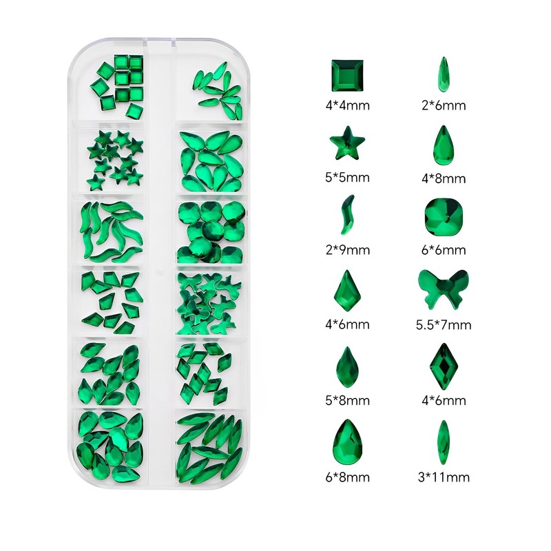 Jollin 1920pcs Flat Back Rhinestones Glass Pendants Gems Nail Art