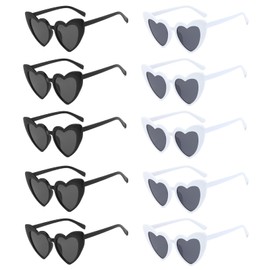 YcsRnn 10Pcs Black Heart Sunglasses Heart Sunglasses Vintage Hearts Shaped Sunglassess for Girls Shopping Outdoor Travelling Party