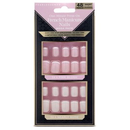 Pearlessence One Minute Press-On French Manicure Nails | 48-Count Mega Pack | Pink Blush & Nearly Nude | Short Rounded Shape | Easy Application, No Dry Time