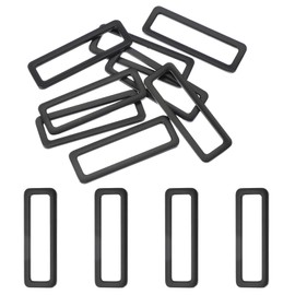 sourcing map 8pcs Metal Flat Rectangle Ring, 50mm(2inch) Metal Rectangular Buckle Rings Square Strap Webbing Loop for Bag Belt Purse DIY Craft, Black