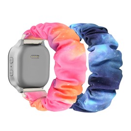 FTYQUEE 2 Pack Elastic Scrunchie Strap Compatible with Gizmo Watch 3 2 1, Gabb Watch 3 2 1, SyncUP Kids Watch, 20mm, Quick Release, Replacement Wristband for Kids Boys Girls
