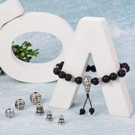 PandaHall 20sets Tibetan Antique Silver Guru Loose Beads 3 Holes Buddha Mala Prayer Cone Bead Caps for DIY Crafts Bracelet Jewellery Making