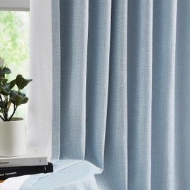 WEST LAKE 108 Inches Bailey Pinch Pleated Full Blackout Curtains with Liner,Dusty Blue Room Darkening Drapes for Bedroom Living Room Patio,Farmhosue Back Tab Window Treatment,60" Wx108 L,1 Panel