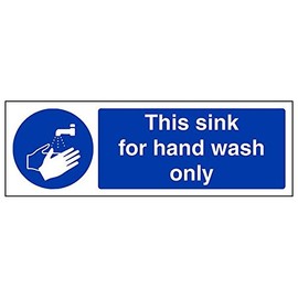 Vsafety 44055AX-R'This Sink For Hand Wash Only' Sign, Landscape, 300 mm x 100 mm (Pack of 3)