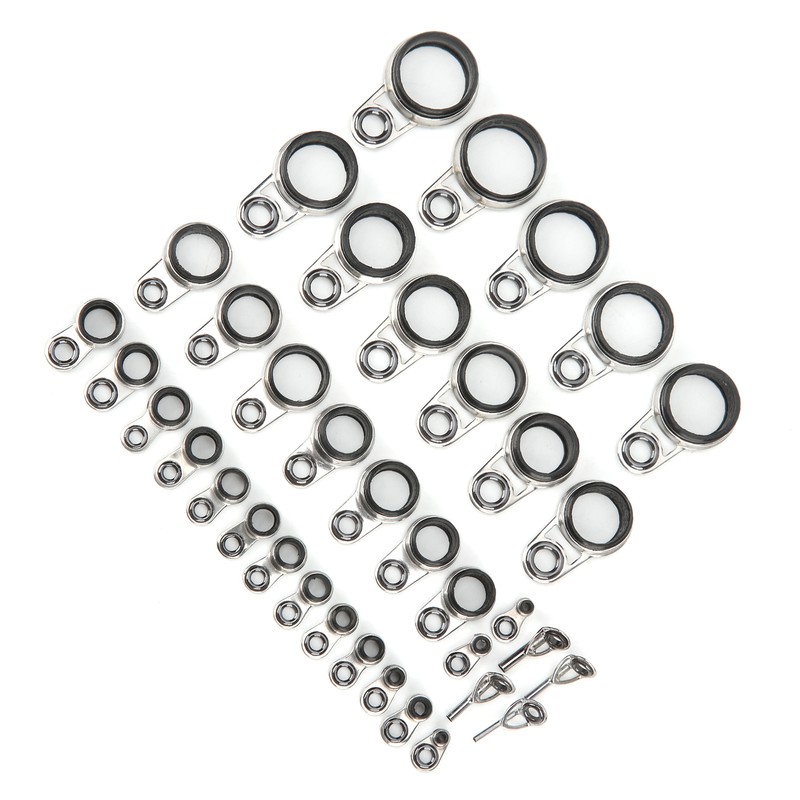 37Pcs Fishing Rod Guides Top Tip Ring Telescopic Surf Casting
