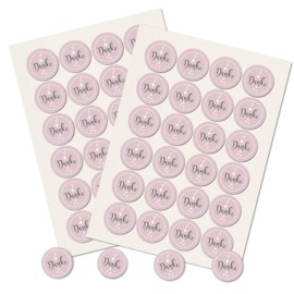 Logbuch-Verlag 48 Thank You Labels Pink Grey Hearts – Thank You Gifts Guest Gifts Customers Stickers Round Diameter 4 cm
