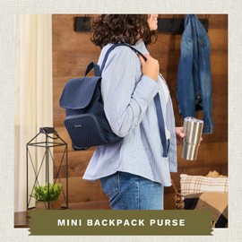 Bella Taylor Mini Backpack Purse for Women, Small Size Hands Free Purse with Adjustable Straps, Vintage Navy
