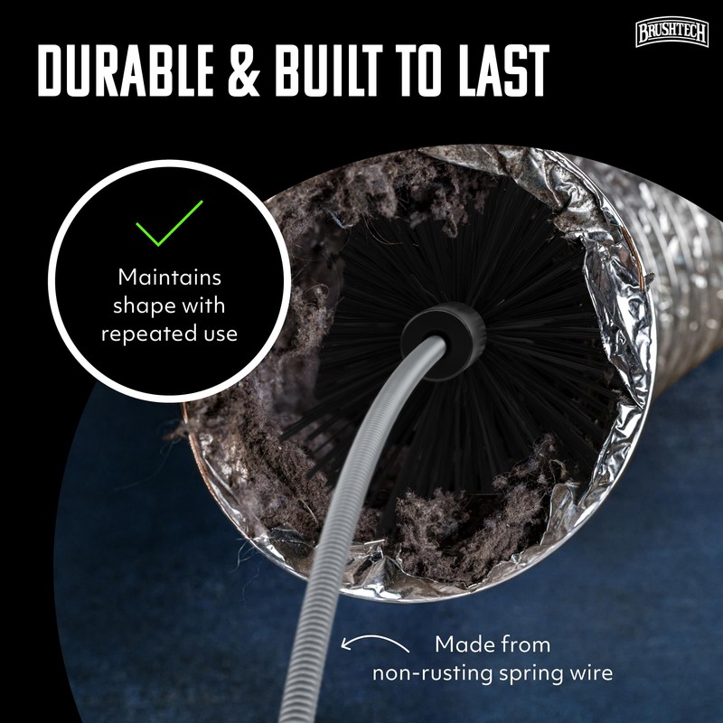 Brushtech Dryer Vent Cleaning Brush - 10-Foot Flexible Duct Cleaning