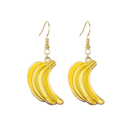 coadipress Fruit Banana Dangle Earrings for Women Fashion Cute Lifelike Resin Peeled Fruits Banana Funny Earrings Bohemian Colorful Yellow Banana Food Earring (Yellow Ban 4)