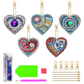 AFUNTA 13 Pieces DIY Diamond Painting Kit, 5D Diamond Painting Keychain Butterfly Bird Love Heart Diamond Art Keychain for Kids Adults Beginners