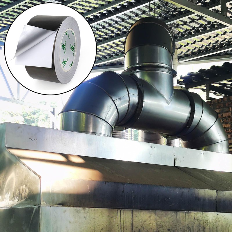 BOMEI PACK Black Aluminum Foil Tape Heavy Duty, HVAC Sealing