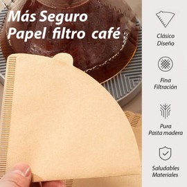 100 Piezas V60 Filtros de Café de Papel, V02 Papel del Tamiz del Café, Sin Blanquear, Empaquetado en Caja de Cartón, Cómodo Almacenamiento, Apto para Cafeteras de Goteo y Mayoría de Tazas de Filtro