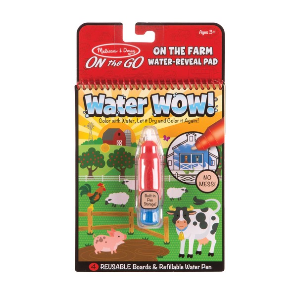 Melissa & Doug Water WOW! Farm | Water Reveal Travel Book | Activity Pad | 3+ | Gift for Boy or Girl, White