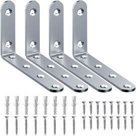 Gorffy 10pcs Flat Brackets for Wood, 80 × 40 × 1.75mm Flat Joining Plates, Sleeper Bracket Heavy Duty, Stainless Steel Mending Plates for Connector, Metal Brackets for Wood Fixing