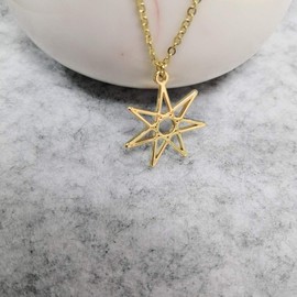 NOUMANDA Elven or Faerie Seven Pointed Star Septagram Pendant Necklace Rose Gold Silver Tone (Silver)
