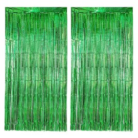 Cortina Metálica Brillante | Panel Fondo Escenarios Adornos Decoración Fiesta Eventos Reunion | Pack 2 Pzs | Azul, Rojo, Oro Rosa, Negro, Plata, Oro, Rosa | 2x1 MT | Sesiones Fotos Boda (Verde)