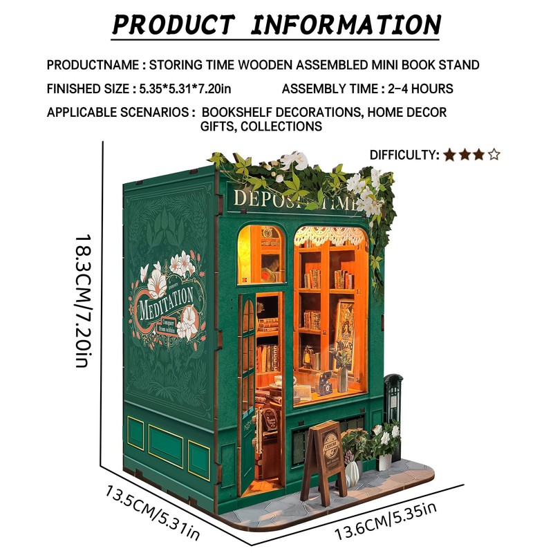 Book Nook Kit - DIY Miniature Dollhouse Booknook Kit, 3D