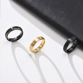 Rockyu Unisex Tungsten Ring, 0.2 inch (5 mm), 0.2 Inch (6 mm), Titanium Ring, 0.2 Inch (4 mm), Silver, Gold Ring, Metal Allergy Friendly, Vacuum Plated, Accessories, Metal