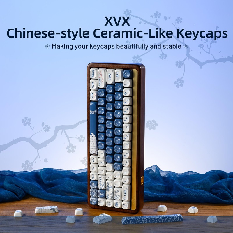 Hkfos XVX Ceramic-Like PBT Keycaps, MOA Keycap Sets Dye-Sublimation Keyboard